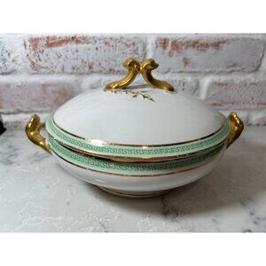 Antique Limoges D&C France L. Bernardaud & Co Covered Serving Dish Gold Accents